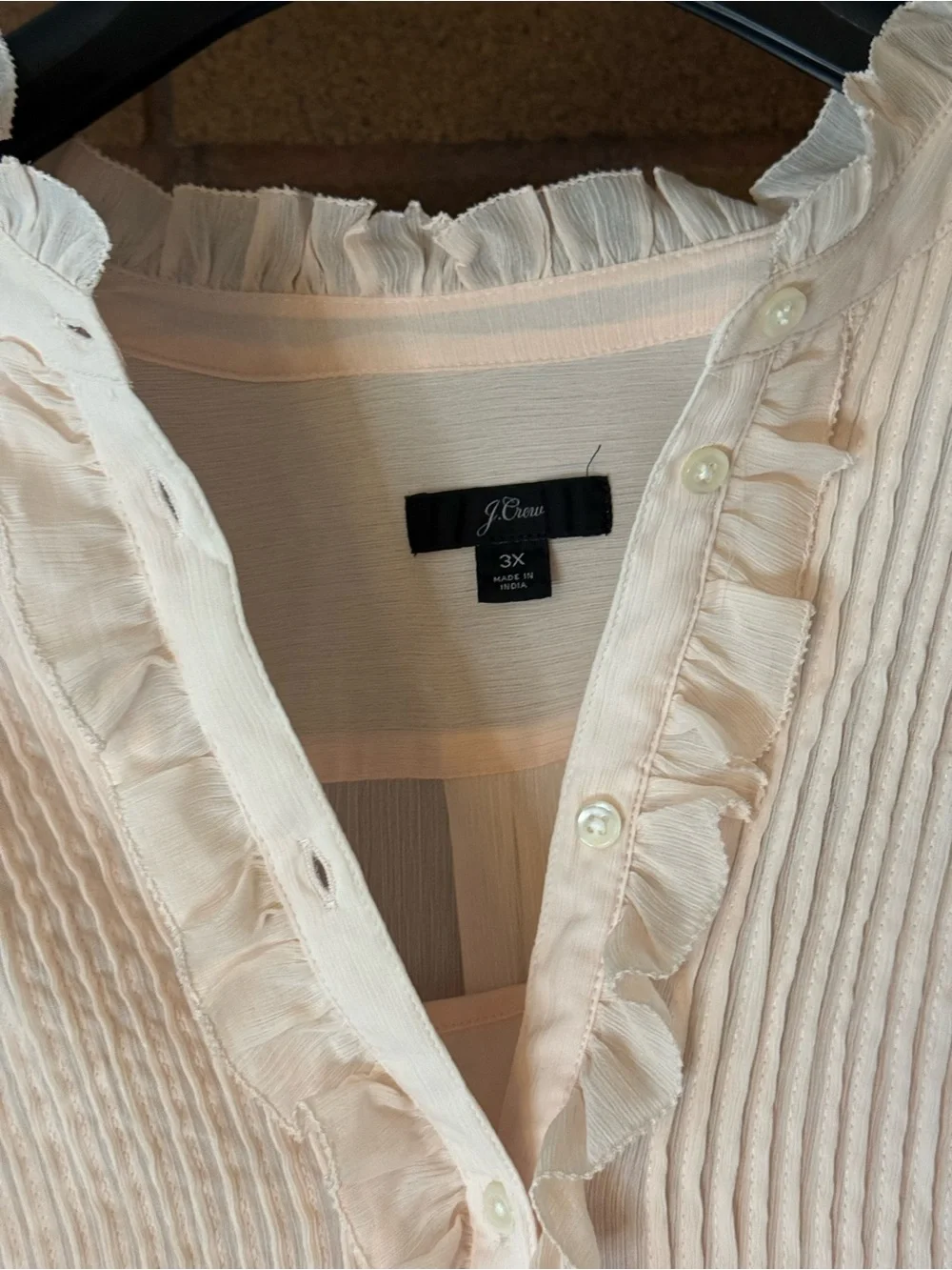 J.Crew Light Blush Pink Ruffled Pintuck Blouse Shear with Cami